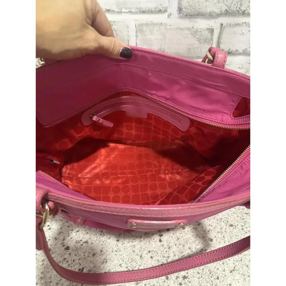 Kate Spade Union Street Opus Tote Bag in Fuchsia Pink Nylon with Leather Trim
